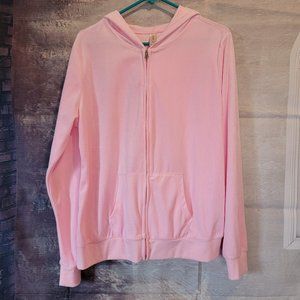 Pink Sweatshirt velour zips up front Size 2x NEW!